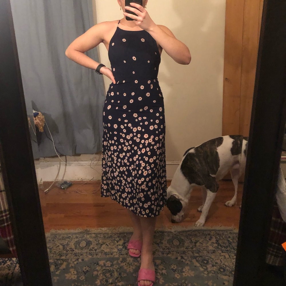 High neck halter midi dress